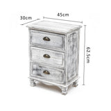 NNEDSZ 2X Bedside Table 3 Drawer Vintage Side Table Storage Cabinet Bedroom CLARA GREY