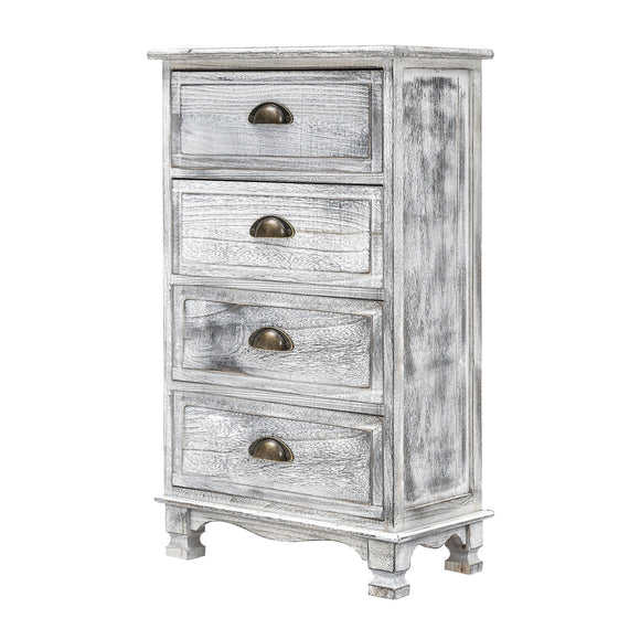 NNEDSZ Bedside Table 4 Drawer Vintage Side Table Storage Cabinet Bedroom ADELINE GREY