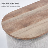 NNEDSZ 3 Piece Set Coffee Table & Ottoman Wood Side End Table Industrial - CREAM GREY