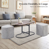 NNEDSZ 3 Piece Set Coffee Table & Ottoman Wood Side End Table Industrial - CREAM GREY