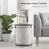 NNEDSZ 3 Piece Set Coffee Table & Ottoman Wood Side End Table Industrial - CREAM GREY