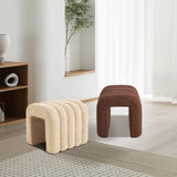 NNEDSZ Ridge Arch Ottoman Stool Teddy Fleece Fabric Foot Rest 45cm BEIGE
