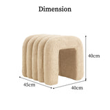 NNEDSZ Ridge Arch Ottoman Stool Teddy Fleece Fabric Foot Rest 45cm BEIGE