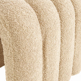 NNEDSZ 2X Ridge Arch Ottoman Stool Teddy Fleece Fabric Foot Rest 45cm BEIGE