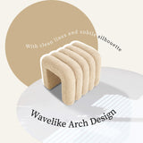 NNEDSZ 2X Ridge Arch Ottoman Stool Teddy Fleece Fabric Foot Rest 45cm BEIGE