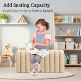 NNEDSZ 2X Ridge Arch Ottoman Stool Teddy Fleece Fabric Foot Rest 45cm BEIGE
