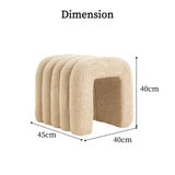 NNEDSZ 2X Ridge Arch Ottoman Stool Teddy Fleece Fabric Foot Rest 45cm BEIGE