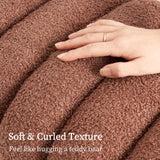NNEDSZ 2X Ridge Arch Ottoman Stool Teddy Fleece Fabric Foot Rest 45cm BROWN