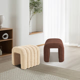 NNEDSZ 2X Ridge Arch Ottoman Stool Teddy Fleece Fabric Foot Rest 45cm BROWN