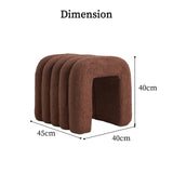 NNEDSZ 2X Ridge Arch Ottoman Stool Teddy Fleece Fabric Foot Rest 45cm BROWN