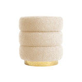 NNEDSZ Round Stacked Ottoman Stool Teddy Fleece Fabric Foot Rest 38cm BEIGE