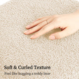 NNEDSZ Round Stacked Ottoman Stool Teddy Fleece Fabric Foot Rest 38cm BEIGE