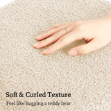 NNEDSZ 2X Round Stacked Ottoman Stool Teddy Fleece Fabric Foot Rest 38cm BEIGE