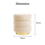 NNEDSZ 2X Round Stacked Ottoman Stool Teddy Fleece Fabric Foot Rest 38cm BEIGE