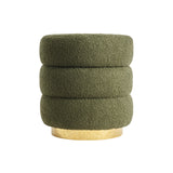 NNEDSZ Round Stacked Ottoman Stool Teddy Fleece Fabric Foot Rest 38cm GREEN
