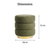 NNEDSZ Round Stacked Ottoman Stool Teddy Fleece Fabric Foot Rest 38cm GREEN