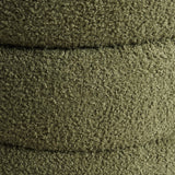 NNEDSZ 2X Round Stacked Ottoman Stool Teddy Fleece Fabric Foot Rest 38cm GREEN