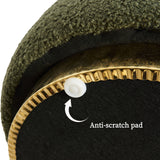NNEDSZ 2X Round Stacked Ottoman Stool Teddy Fleece Fabric Foot Rest 38cm GREEN