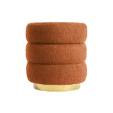 NNEDSZ Round Stacked Ottoman Stool Teddy Fleece Fabric Foot Rest 38cm ORANGE