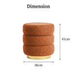 NNEDSZ 2X Round Stacked Ottoman Stool Teddy Fleece Fabric Foot Rest 38cm ORANGE