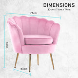 NNEDSZ Armchair Padded Lounge Chair Accent Velvet Shell Scallop PINK