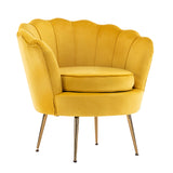 NNEDSZ Armchair Padded Lounge Chair Accent Velvet Shell Scallop YELLOW