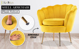 NNEDSZ Armchair Padded Lounge Chair Accent Velvet Shell Scallop YELLOW