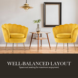 NNEDSZ Armchair Padded Lounge Chair Accent Velvet Shell Scallop YELLOW