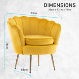 NNEDSZ Armchair Padded Lounge Chair Accent Velvet Shell Scallop YELLOW