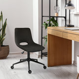2 Set Office Desk Chair - Loop Yarn Fabric Home Swivel Chair Cut-Out Seat HALO BLACK