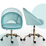 Office Desk Chair - Velvet Home Office Swivel Computer Seat COVE BLUE