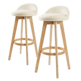 NNEDSZ 2X Wood Bar Stool Dining Chair Fabric LEILA 72cm BEIGE