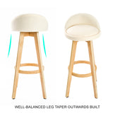 NNEDSZ 2X Wood Bar Stool Dining Chair Fabric LEILA 72cm BEIGE