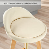 NNEDSZ 2X Wood Bar Stool Dining Chair Fabric LEILA 72cm BEIGE