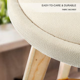 NNEDSZ 2X Wood Bar Stool Dining Chair Fabric LEILA 72cm BEIGE