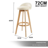NNEDSZ 2X Wood Bar Stool Dining Chair Fabric LEILA 72cm BEIGE