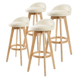 NNEDSZ 4X Wooden Bar Stool Dining Chair Fabric LEILA 72cm BEIGE