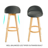 NNEDSZ 2X Wooden Bar Stool Dining Chair Fabric LEILA 72cm GREY