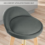 NNEDSZ 2X Wooden Bar Stool Dining Chair Fabric LEILA 72cm GREY