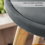 NNEDSZ 2X Wooden Bar Stool Dining Chair Fabric LEILA 72cm GREY