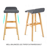 NNEDSZ 2X Wooden Bar Stool Dining Chair Fabric SOPHIA 74cm GREY