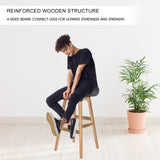 NNEDSZ 2X Wooden Bar Stool Dining Chair Fabric SOPHIA 74cm GREY