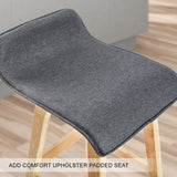 NNEDSZ 2X Wooden Bar Stool Dining Chair Fabric SOPHIA 74cm GREY