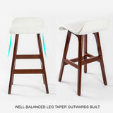 NNEDSZ 2X Wooden Bar Stool Dining Chair Leather SOPHIA 65cm WHITE BROWN