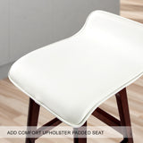 NNEDSZ 2X Wooden Bar Stool Dining Chair Leather SOPHIA 65cm WHITE BROWN