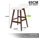 NNEDSZ 2X Wooden Bar Stool Dining Chair Leather SOPHIA 65cm WHITE BROWN