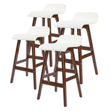 NNEDSZ 4X Wooden Bar Stool Dining Chair Leather SOPHIA 65cm WHITE BROWN