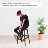 NNEDSZ 4X Wooden Bar Stool Dining Chair Leather SOPHIA 65cm WHITE BROWN