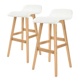 NNEDSZ 2X Wooden Bar Stool Dining Chair Leather SOPHIA 74cm WHITE
