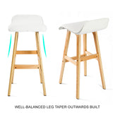 NNEDSZ 2X Wooden Bar Stool Dining Chair Leather SOPHIA 74cm WHITE